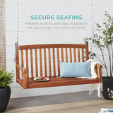 Best Choice Products 48in Wood Porch Swing Outdoor Patio Hanging Bench Chair Furniture for Deck, Garden - Photo 3