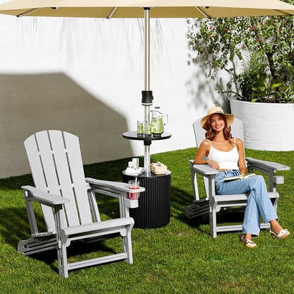 Modern Adirondack Chair, HDPE Plastic Adirondack Chairs, Plastic Outdoor Lawn Chairs for Fire Pit, Deck, Porch, Backyard, Garden, Grey