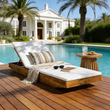 Christopher Knight Home Maril Acacia Wood Chaise Lounge Chair Outdoor, Adjustable Backrest Sun Lounger Recliner - Photo 1