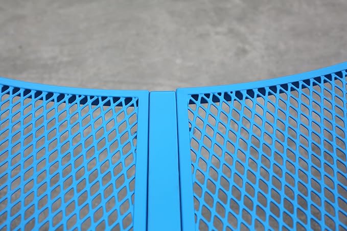 Outdoor Curved Bench, Heavy Duty Metal Park Bench for Outside, Backless Loveseat, Thermoplastic-Coated, Weatherproof Commercial-Grade 2-Person Seating for Park, Patio, Garden, Deck, Beach，Blue