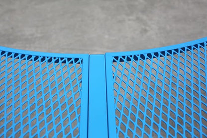 Outdoor Curved Bench, Heavy Duty Metal Park Bench for Outside, Backless Loveseat, Thermoplastic-Coated, Weatherproof Commercial-Grade 2-Person Seating for Park, Patio, Garden, Deck, Beach，Blue
