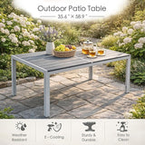 Kozyard Outdoor Patio Dining Table for 6, Rectangular 35.6" x 58.9" Metal Table with Wood-Look Tabletop - Photo 6