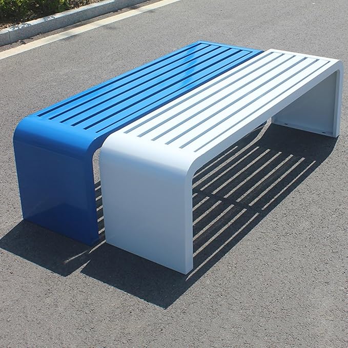 Garden Bench, Outdoor Patio Backless Bench, Metal Garden Benches, All-Weather Park Bench for Garden, Porch, Lounge(Color:Blue,Size:100 * 40 * 45cm/39 * 16 * 18in)