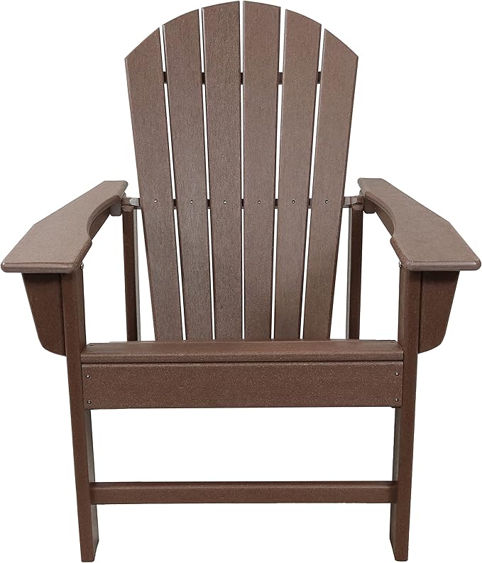 Sunnydaze All-Weather Upright Adirondack Chair - for Patio or Yard - 300-Pound Capacity - 38.25-Inch - Brown