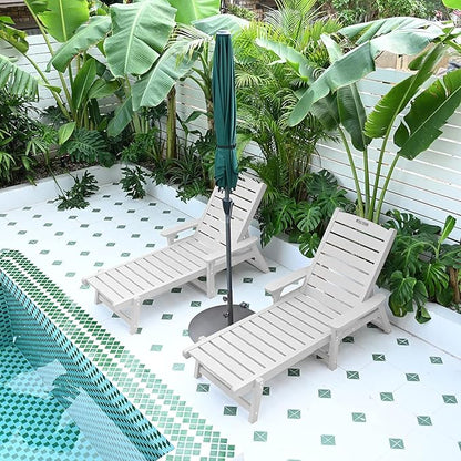 Psilvam Chaise Lounge, Lounge Chair with Adjustable Backrest, Supports Up to 350 lbs, All Weather Recliner Poly Lumber Lounges Bed for Poolside, Porch, Patio
