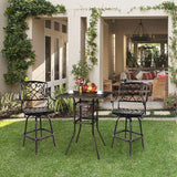 VINGLI Cast Aluminum Patio Bar Table, 42" Height High Top Outdoor Bar Table with Umbrella Hole - Photo 2
