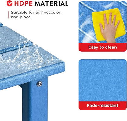 Costaelm Square Outdoor Side Tables, Adirondack Patio Tables for Outside, HDPE Patio End Table Weather Resistant, Balcony Table for Pool, Seaside, Backyard, Porch, Indoor Companion, Pacific Blue