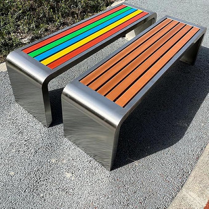 Bench, Chair, Backless Bench, Park Bench, Metal Garden Bench, Front Porch Bench, 2-Person Garden Bench, High Load-Bearing Outdoor Benches(Multi-Color,59.1x15.7x17.7in)