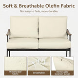 NATURAL EXPRESSIONS Patio Loveseat Sofa Outdoor Furniture Metal Chair with Wicker Backrest & 6 Inches Cushion for Indoor - Photo 5
