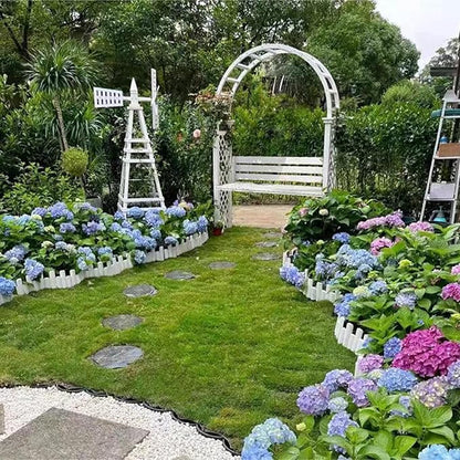 Heavy Duty Garden Arch, Metal Garden Arbor with Bench, Two People Seat Rose Arch for Lawn Backyard Patio Outdoor Climbing Plant(Rosewood Color)