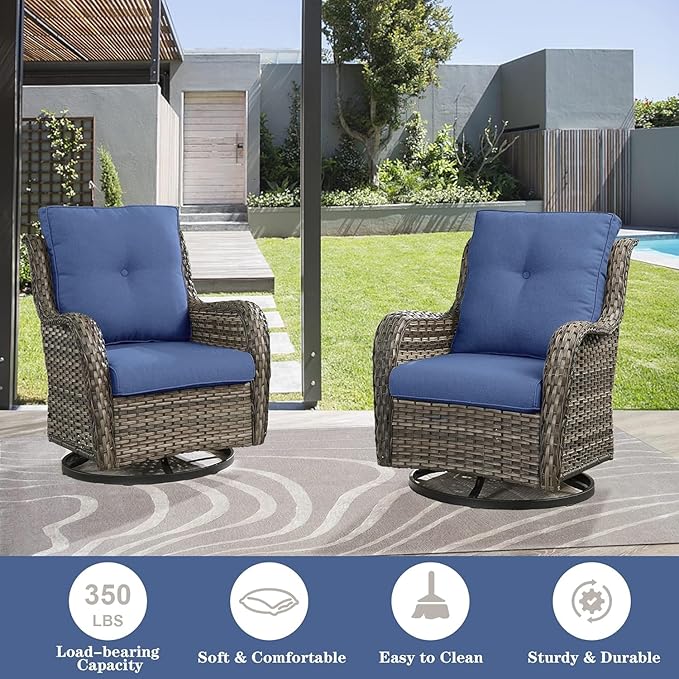 Belord Wicker Patio Furniture Sets - 8 Piece Rattan Outdoor Furniture Conversation Sets with 4 Swivel Rocker Chairs - Photo 4
