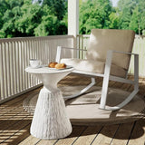 SUNBURY White Outdoor Side Table, Concrete Side Table Set of 2, Mushroom Side Table Plant Stand - Photo 7