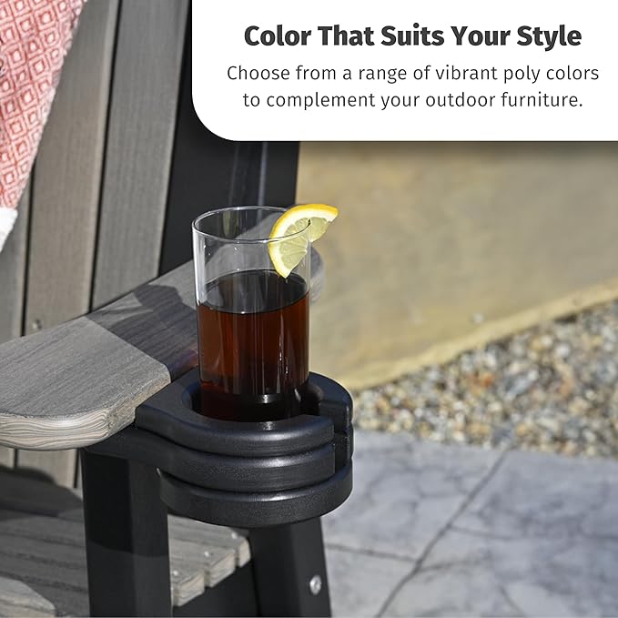 LuxCraft Adirondack Chair Cup Holder Attachment for Outdoor Lounge Furniture, Stationary Drink Holder for Swings, Gliders, Bench, Deck or Camping Chair - Amish Made in America (Weatherwood)