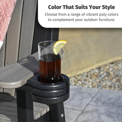 LuxCraft Adirondack Chair Cup Holder Attachment for Outdoor Lounge Furniture, Stationary Drink Holder for Swings, Gliders, Bench, Deck or Camping Chair - Amish Made in America (Coastal Gray)