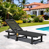 SERWALL Patio Chaise Lounge Chair, HDPE Outdoor Lounge Chair with Cup Holder - Photo 2