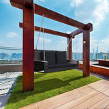 Tangkula 2-Person Wicker Porch Swing, Patiojoy Outdoor Rattan Hanging Swing Bench W/ 2 Back Cushions & 1 Seat Cushion - Photo 4