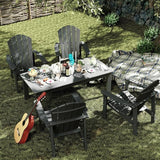 nevilywood 5-Piece HDPE Adirondack Chair Set, 4 Stackable Chairs Coffee Table, All-Weather Wood Grain - Photo 3