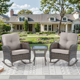 Outdoor Rocking Chairs Set of 2-Patio Table and Chairs Set Outdoor Conversation Furniture Sets for Deck Porch Garden - Photo 2