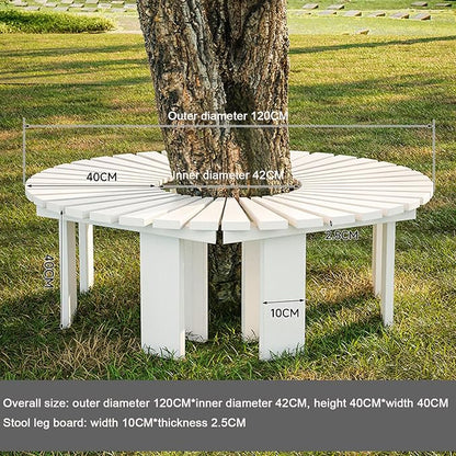 Outdoor Curved Wooden Bench - Solid Wood Slatted Seat Fan-Shaped Garden Tree Bench, Backless Patio Half Round Lounge Seating for Park and Courtyard