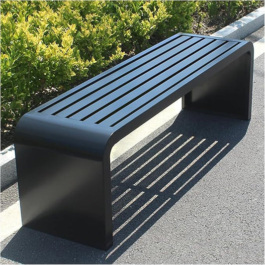 Indoor Outdoor Backless Bench,Stainless Steel Garden Patio Porch Bench, Art Deco Alloy Picnic Bench,Modern Multicolor Park Bench, Waterproof Metal Garden Bench,Steel Frame Outdoor Bench (Black)