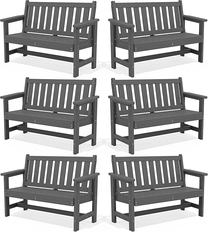 SERWALL Outdoor Bench, HDPE Outdoor Benches Weatherproof, 2-Person Garden Bench with 660 lbs Weight Capacity - Photo 1