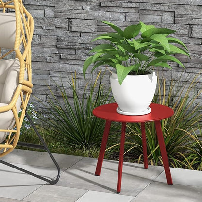 Grand patio Outdoor Side Table Round End Table with Square Feet Small Accent Table Great for Patio Balcony