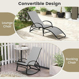 Tangkula Rocking Chair Outdoor, 2-in-1 Convertible Lounge Chair with 4-Level Adjustable Backrest - Photo 5
