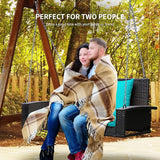 RELAX4LIFE Porch Swing 2-Seat Patio Rattan, Wicker Porch Swings Outdoor W/Two 7.9 Ft Solid Steel Chain - Photo 3