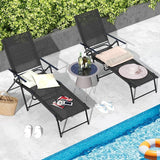Tangkula Outdoor Lounge Chairs Set of 2, Patio Folding Chaise Recliner with 6-Level Backrest - Photo 2