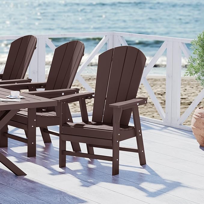 WestinTrends Malibu Outdoor Patio HDPE Plastic Adirondack Dining Chair Dark Brown