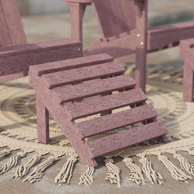 Wildridge Classic Footrest, Cherrywood - Outdoor Weather Resistant HDPE Ottoman for Adirondack Chair
