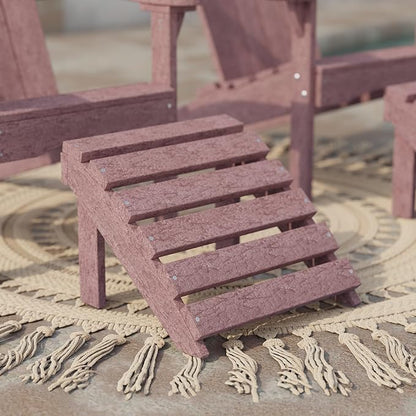 Wildridge Classic Footrest, Cherrywood - Outdoor Weather Resistant HDPE Ottoman for Adirondack Chair