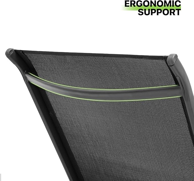 Magshion Outdoor Chaise Lounge Chair Set of 2, Patio Pool Lounger Chairs with 5 Position Adjustable Backrest, Tanning Recliner for Sunbathing, Beach, Deck, Lawn, Yard, Balcony, Poolside, Black