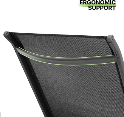 Magshion Outdoor Chaise Lounge Chair Set of 2, Patio Pool Lounger Chairs with 5 Position Adjustable Backrest, Tanning Recliner for Sunbathing, Beach, Deck, Lawn, Yard, Balcony, Poolside, Black