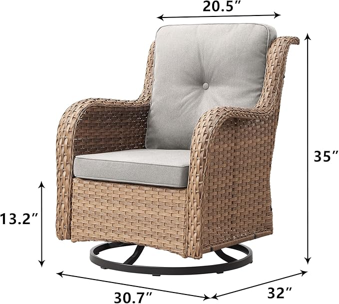 Rilyson Patio Chairs Wicker Outdoor Chair - 4 Piece Rattan Swivel Rocking Chairs Set Patio Glider Rocker Chair for Porch Deck Garden Backyard(Yellow/Beige)