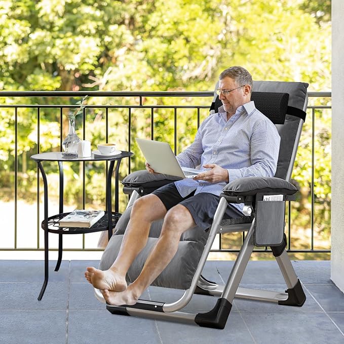 Slsy Zero Gravity Chair, Reclining Lounge Chair with Removable Cushion & Tray for Indoor and Outdoor, Patio Recliner Folding Reclining Chair