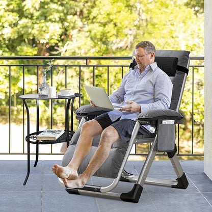 Slsy Zero Gravity Chair, Reclining Lounge Chair with Removable Cushion & Tray for Indoor and Outdoor, Patio Recliner Folding Reclining Chair
