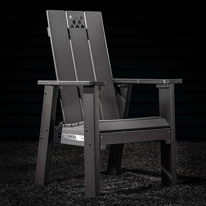 Breeo X Series Adirondack Campfire Chair – Poly Lumber Fire Pit Seat with 304 Stainless Steel Accents, Outdoor Patio & Camping Essentials with Arm Rest - Ergonomic, Sustainable Outdoor Chair - Gray