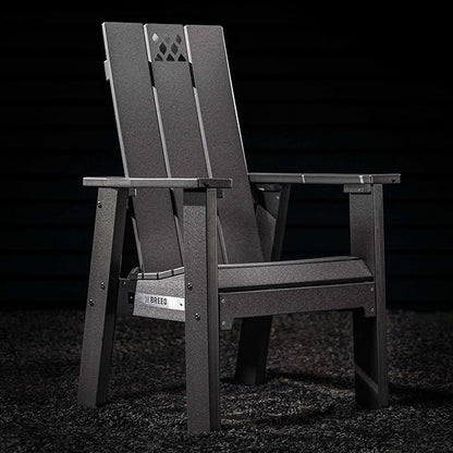 Breeo X Series Adirondack Campfire Chair – Poly Lumber Fire Pit Seat with 304 Stainless Steel Accents, Outdoor Patio & Camping Essentials with Arm Rest - Ergonomic, Sustainable Outdoor Chair - Gray