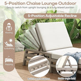 5-Position Adjustable Outdoor Chaise Lounge Set of 2, Solid Wood Patio Recliner Chair with Thick Cushions for Pool - Photo 5