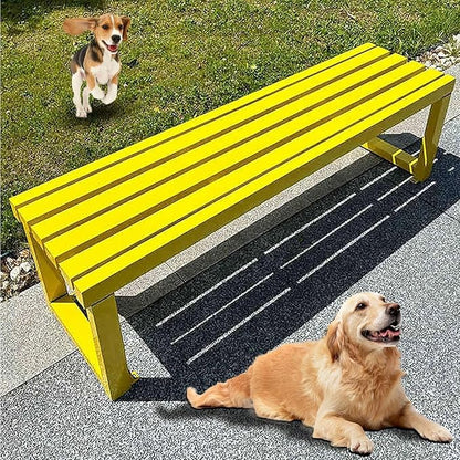 Pure Wrought Iron Metal Garden Bench with Reserved Fixing Holes, Backless Outdoor Bench, 2-3 Person Seat, for Hospital/School/Plaza(Yellow,80cm)