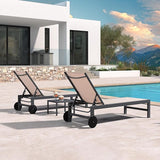 PURPLE LEAF Patio Chaise Lounge Set for 4 Outdoor Pool Lounge Chairs with Adjustable Backrest and Side Tables Aluminum - Photo 2