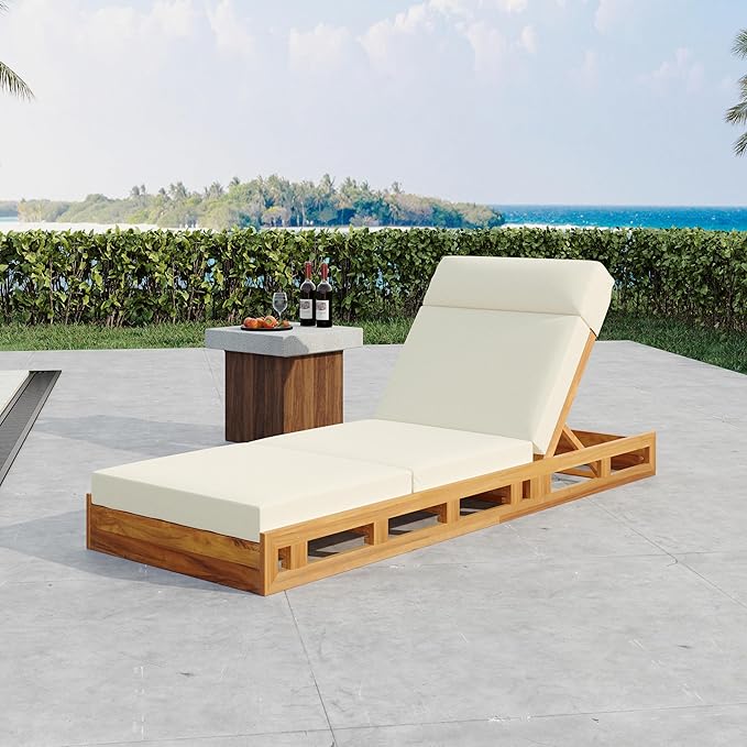 Outdoor Lounge Chaise Set with 3-Fold 4" Water-Resistant Cushion & Headrest, 4-Position Adjustable Backrest Recliner - Photo 1