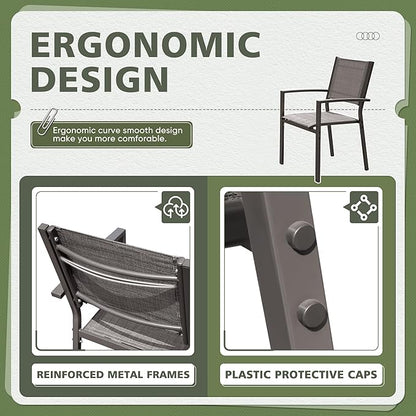 Flamaker Patio Chairs Textilene Outdoor Chairs Set of 6 Stackable Dining Chair for Backyard, Deck, Poolside (Grey)
