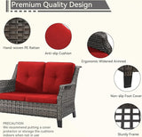 5 Piece Patio Furniture Set, 2-Seater Loveseat, 2 Chairs and 2 Side Tables - Photo 3
