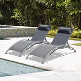 Domi Pool Lounge Chairs Set of 2, Adjustable Aluminum Outdoor Chaise Lounge Chairs - Photo 1