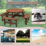 Wooden Picnic Table,Outdoor Wooden Dining Rectangle Table w/Umbrella Hole,for Patio,Garden,Backyard - Photo 7