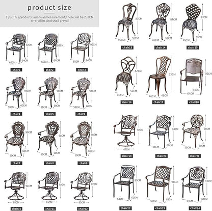Outdoor Dining Chair Cast Aluminum Patio Chairs Set of 2 All-Weather Patio Dining Chair with Adjustable Feet for Backyard Garden (Royal Chair)