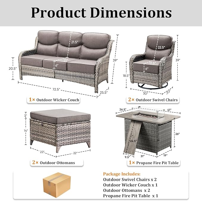 Luxury Patio Furniture Set with 42.5" Fire Pit Table - Photo 8