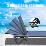 Domi Pool Lounge Chairs Set of 2, Aluminum Patio Chaise Lounge with Wheels, 5 Position Adjustable - Photo 3
